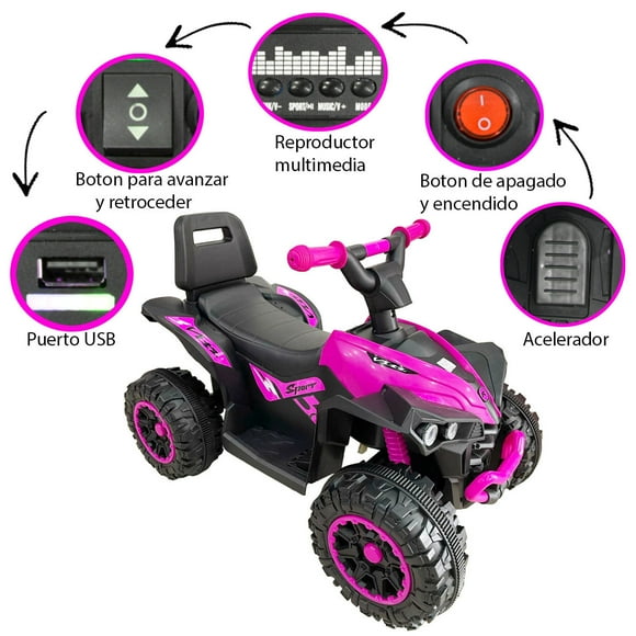 MONTABLE ELECTRICO CUATRIMOTO ROSA