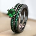 thumbnail image 4 of Matching Rings His and Her Rings Couple Rings Green CZ Wedding Ring Sets for Him and Her Men and Women Ring, 4 of 7