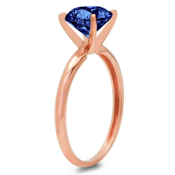 1.5 ct Round Cut Simulated Tanzanite Solitaire Engagement Ring for Women in 14K Rose Gold