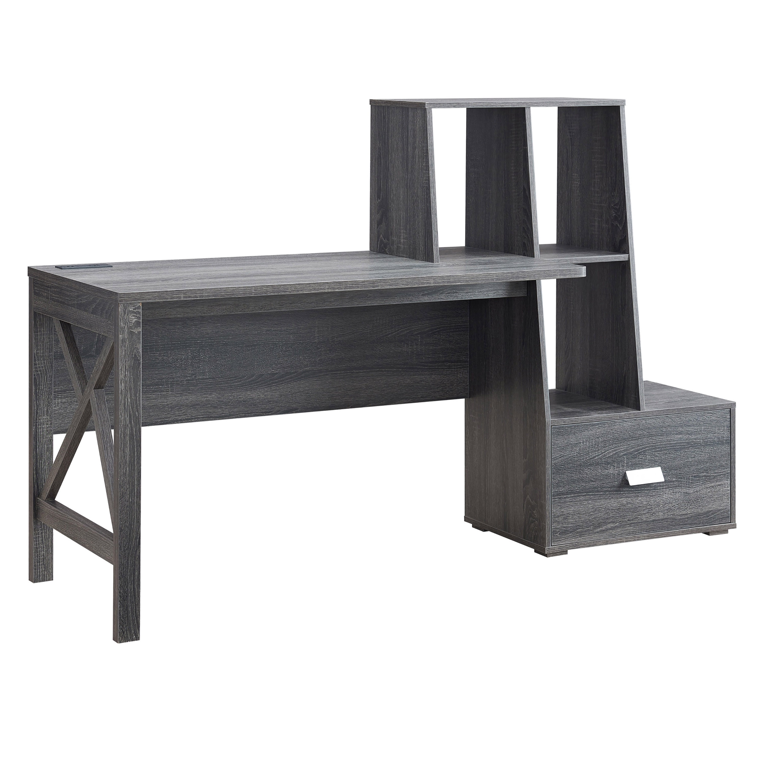 Furniture of America Sinclar 70-inch Desk with USB Port, Distressed Gray
