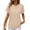01#Beige, variant on Summer Tops for Women 2026 Trendy Rolled Short Sleeve Shirts Waffle Crew Neck Tops Curved Hem Fashion Clothing Pink XL