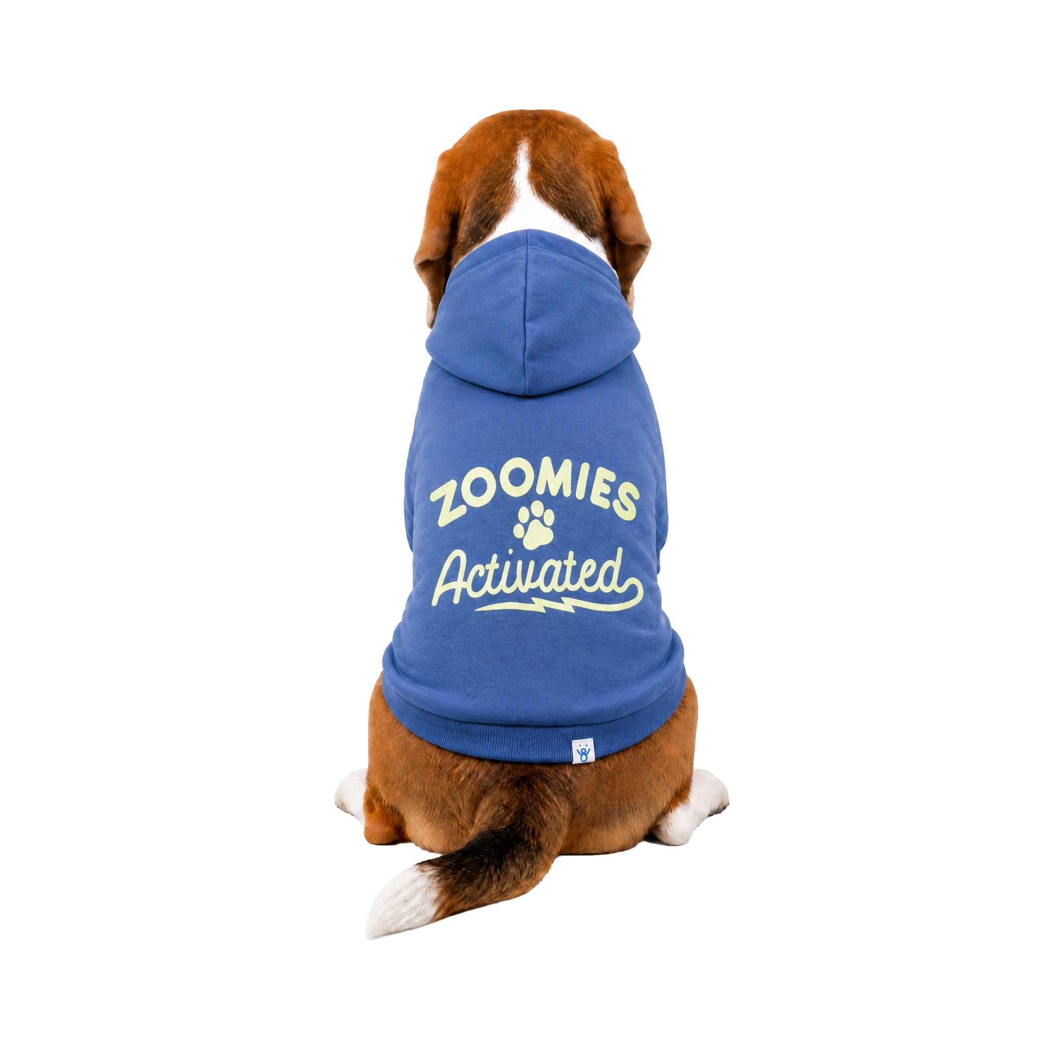 Oodles Zoomie Activated Fall Dog Hoodie, Blue, Medium