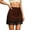Brown, variant on Women Scalloped Lace Trim Glossy Acetate Bodycon Mini Skirt High Waist Tailored Elegant Pencil Casual Short Bottom 1PC S-L Plus Size Friendly