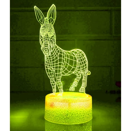 

YSTIAN 3D Donkey Night Light led Lamp Illusion 7 Color Changing Touch Switch Table Desk Decoration Lamps Birthday Gift Acrylic Base USB Cable Toy