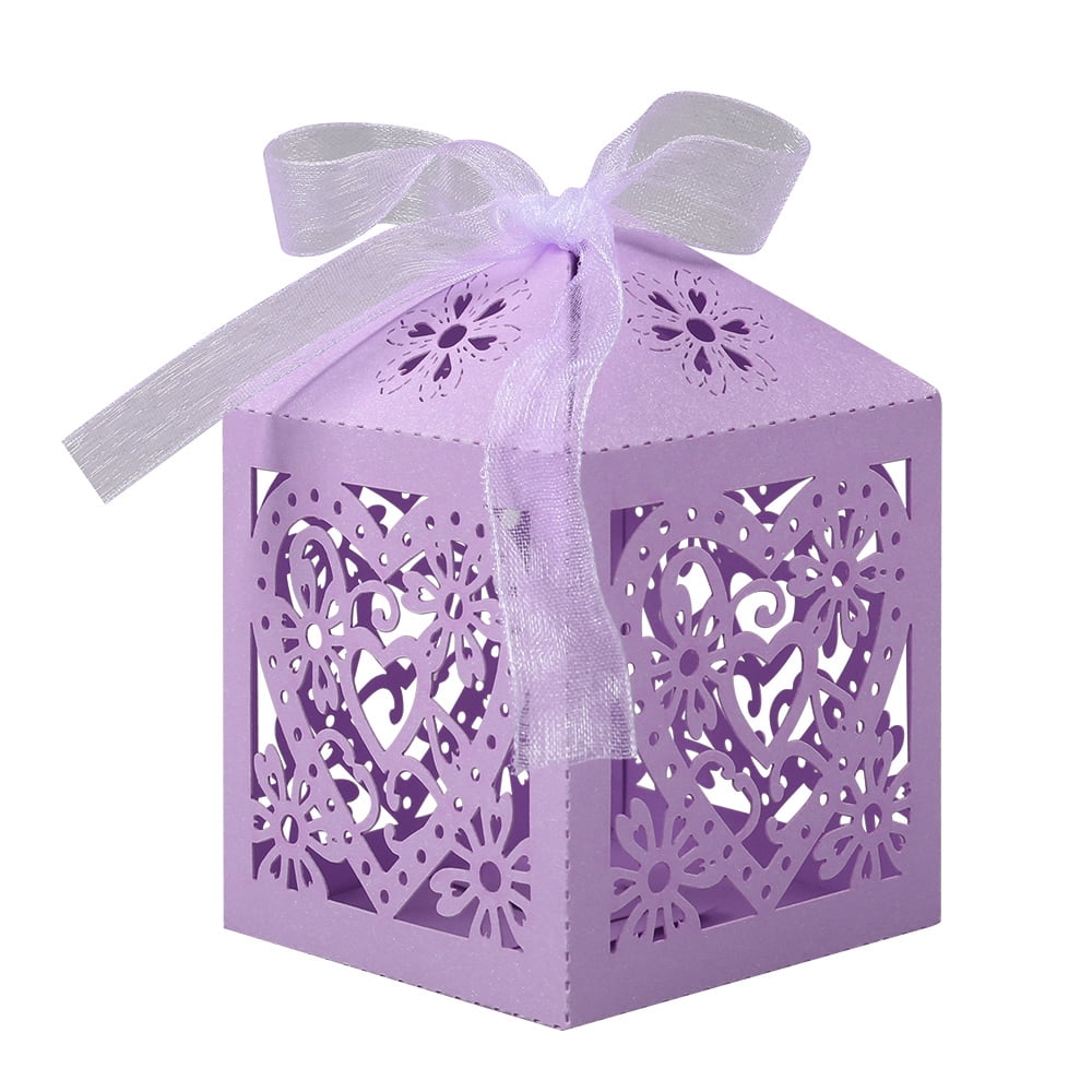 25/50/100Pcs Favor Ribbon Gift Box Chocolate Candy Boxes Wedding Festival Decor 