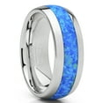 thumbnail image 5 of Metal Masters Mens Tungsten Carbide Wedding Band Dome Ring Blue Green Simulated Opal Inlay 8mm 8.5, 5 of 7