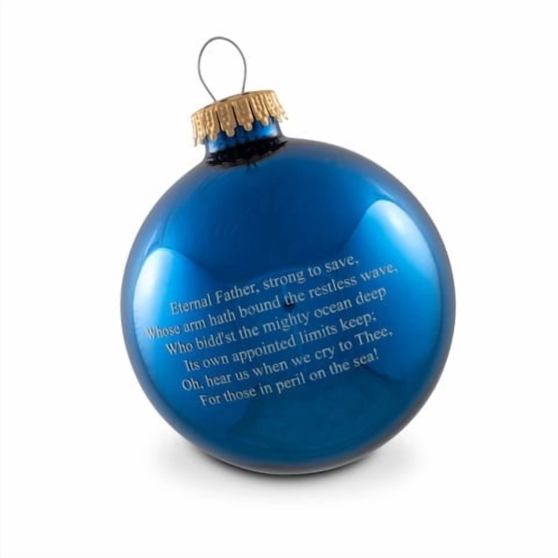 Shiny Blue Glass Navy Ball Christmas Ornament, 3.8", by Holiday Time