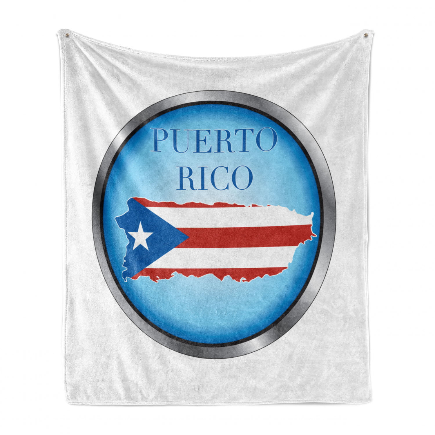 Dark Coral Azure Blue Ambesonne Puerto Rico Soft Flannel Fleece Throw Blanket Sketch Hand-Drawn Style National Country Flag with Grunge Look Cozy Plush for Indoor and Outdoor Use 60 x 80 