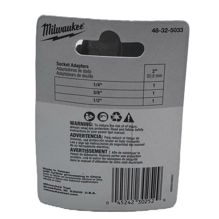 Milwaukee Tool SHOCKWAVE Impact Driver Kit, 3PC Socket Adapter Set