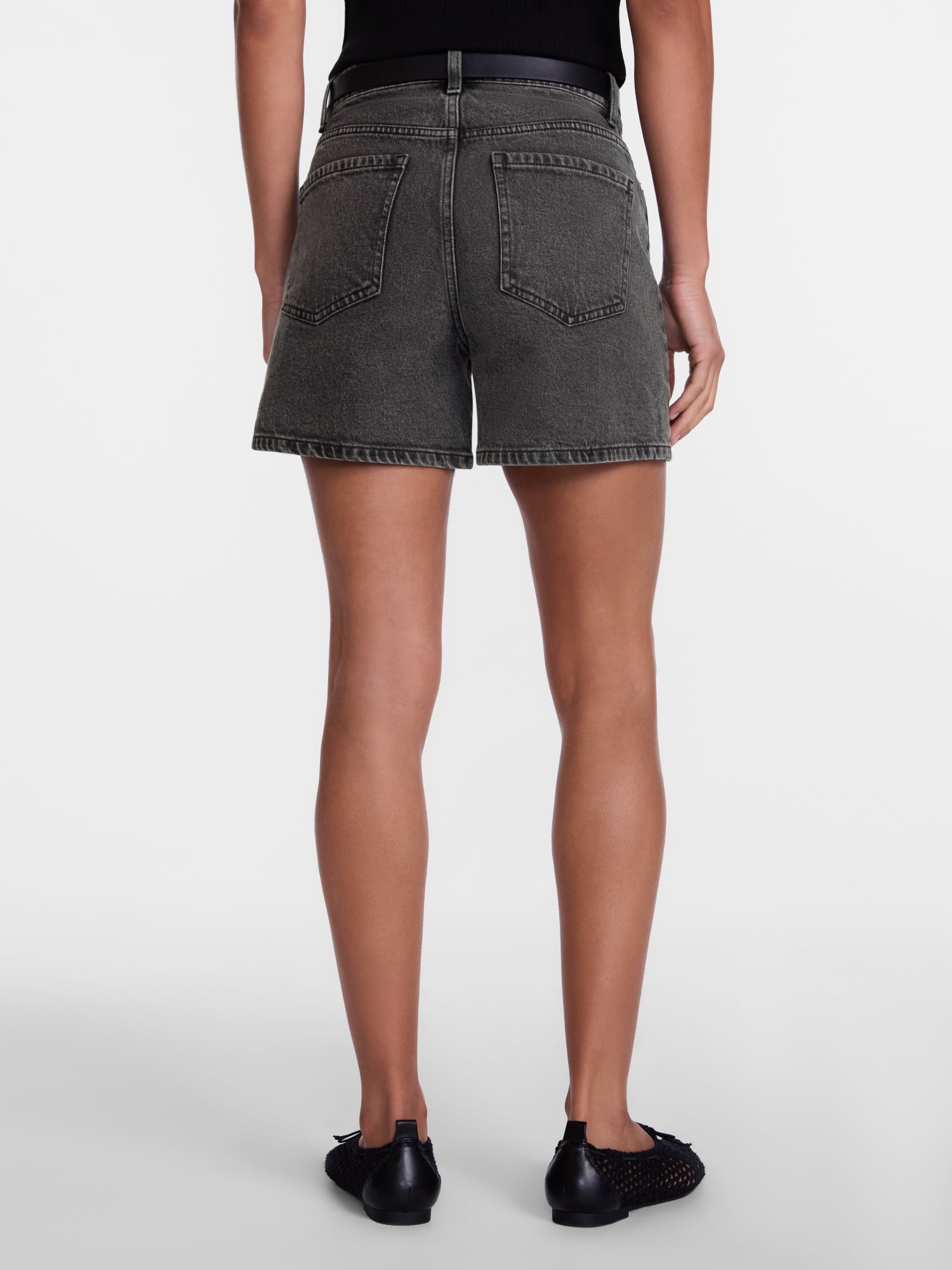 Scenario Women's High Rise A-Line Denim Shorts, 5" Inseam, Sizes 0-20
