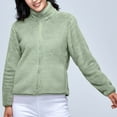 thumbnail image 4 of Homenesgenics Winter Jackets Plus Size ! Women's Fleece and Thickened Plush Zipper Hoodie Coat Long Sleeve Hoodless Casual Coat/Jacket Green 7XL, 4 of 9