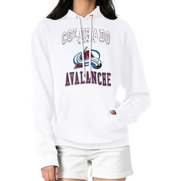 Women's G-III 4Her by Carl Banks White Colorado Avalanche Team Logo Tri-Blend Fleece Pullover Hoodie