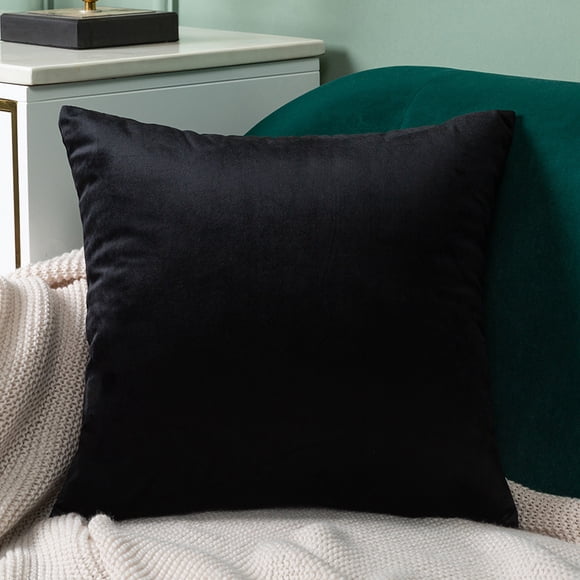 suxuMhao Plush Soft Velvet Decorative Pillows, 2 Pack 18×18 In Black Throw Pillows, Fluffy Accent Pillows for Office/Home Decoration, Comfortable Square Decorative Cushion