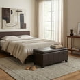 thumbnail image 5 of Dover 36 inch Wide Contemporary Storage Ottoman Bench in Tanners Brown Vegan Leather, 5 of 9