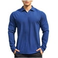 thumbnail image 2 of Golf Shirts for Men Long Sleeve T-Shirts with Collar Mens Casual Solid Color Pullover Slim-Fit Basic Athletic Workout Tees Tops, 2 of 3