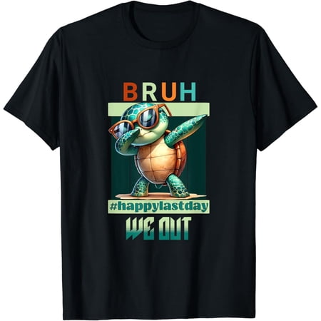 Gildan Bruh We Out Teachers Students End of School Dabbing Turtle T-Shirt Gift for Men Women Unisex Tee