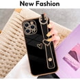 thumbnail image 5 of Compatible with iPhone 12 Pro Max Case for Women Girls,Soft TPU Cute Love Heart Plating Electroplate Wristband Bumper Holder Bling Case Slim Anti-Scratch Shockproof Luxury Case(Elegant Black), 5 of 7