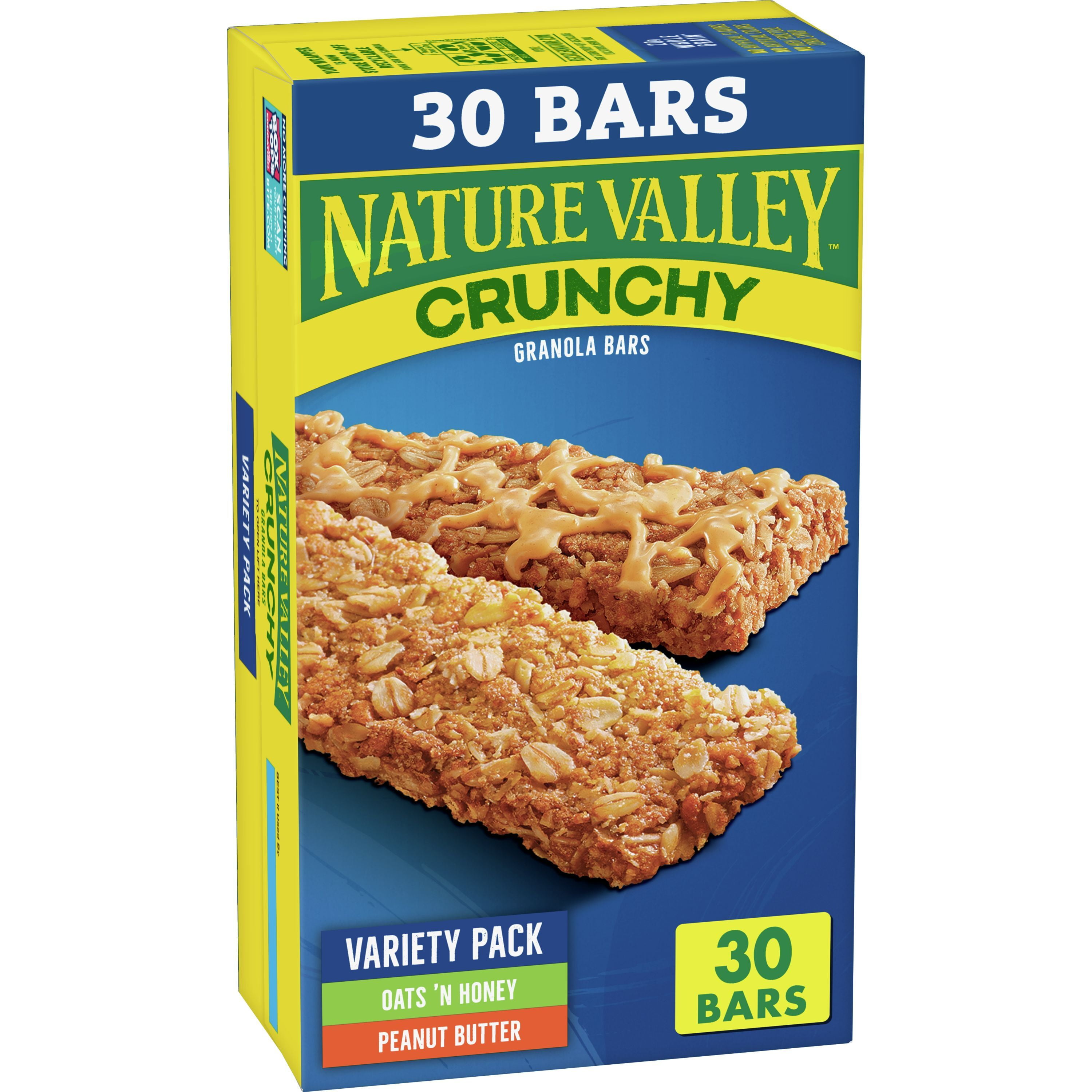 Nature Valley Granola Bars, Crunchy, Peanut Butter and Oats 'n Honey, 30 Bars