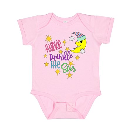 

Inktastic Twinkle Twinkle Little Star with Yellow Moon in Night Cap Gift Baby Boy or Baby Girl Bodysuit