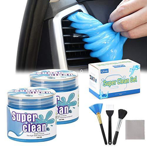 Kshineni Dust Cleaning Mud 2 Pack Clean Slime Car Cleaning Gel Remover Keyboard Cleaner Automotive Interior Cleaning Detailing Brushes Putty Set for Car Vent,Laptop Cleaner 