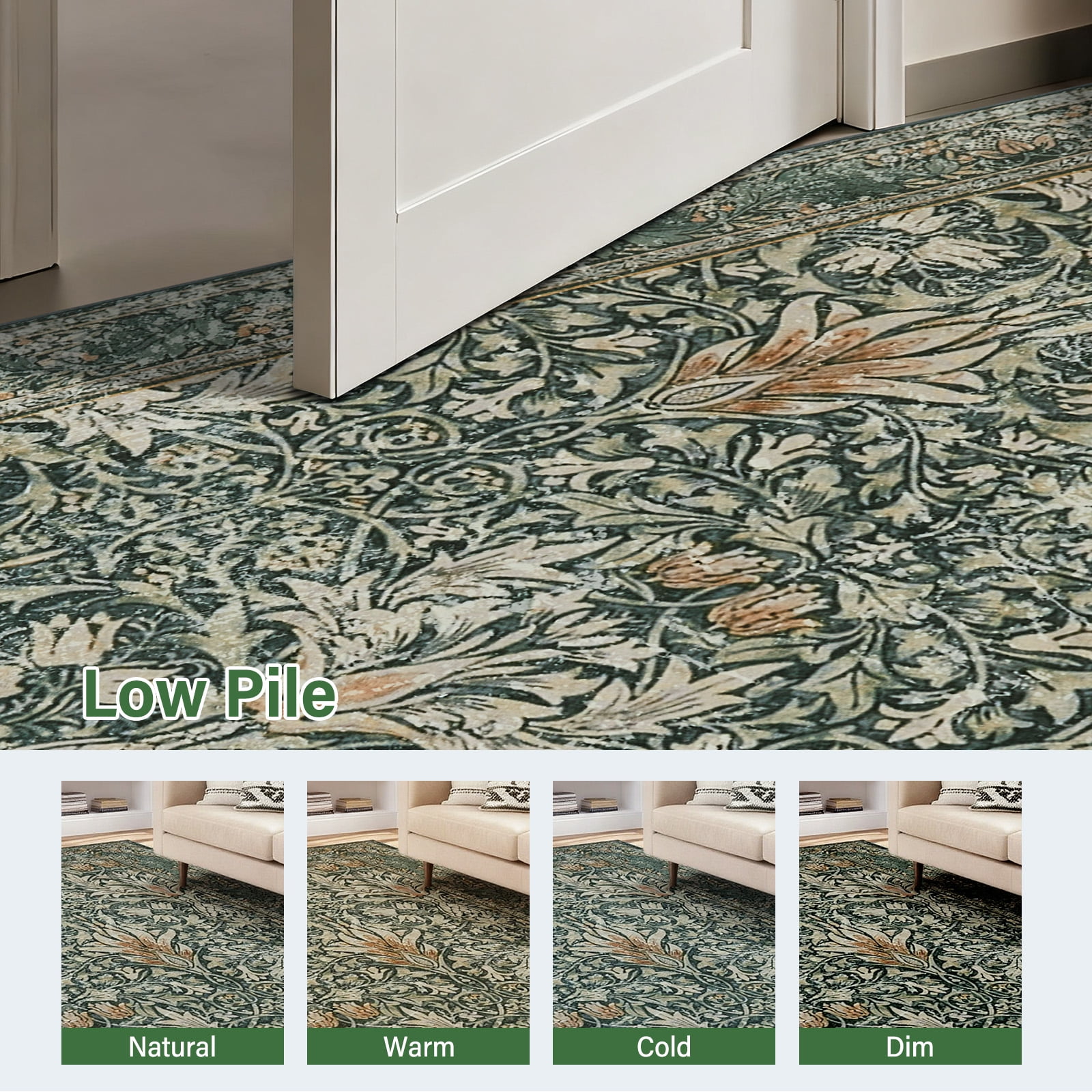 2x3 Indoor Entryway Rug, Small Washable Area Rug Non-Slip Floral Door Mat Entrance, Boho Low Pile Floor Carpet for Door, Entrance, Farmhouse,Bathroom, Bedroom, Kitchen