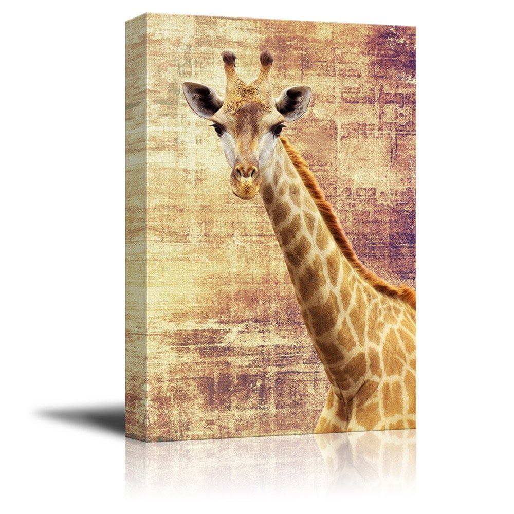 wall26 Canvas Print Wall Art Giraffe on Grunge Abstract Background