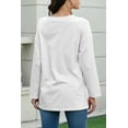 thumbnail image 3 of Mengpipi Womens Long Sleeve T-Shirt V-Neck Loose Casual Tops, White-XXL(US 20), 3 of 6