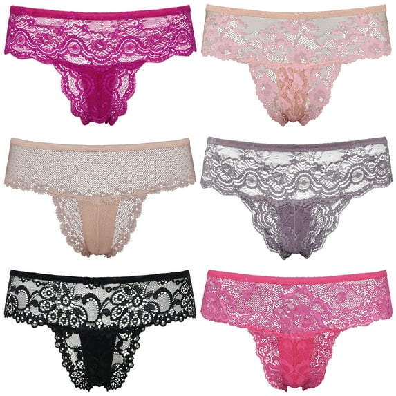 Curve Muse 6 or 12 Pack of Women's Low Rise Sexy Sheer Lace Thongs ...