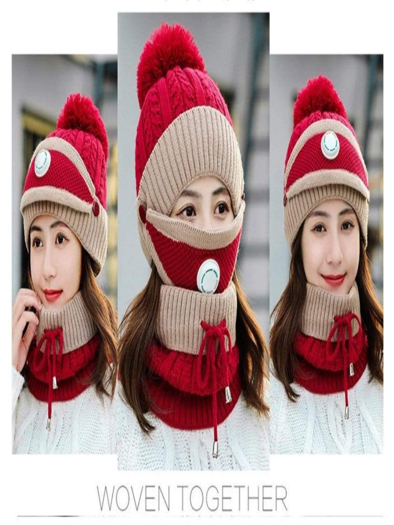 Women 3pcs Winter Hat Set For The Cold Weather