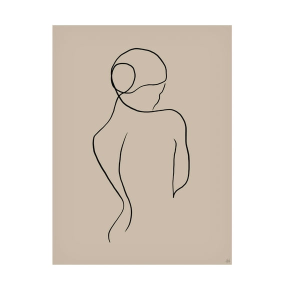 Canvas Wall Art - Line and Brush 'Female Form Quietly' Wall Art for Living Room, Bedroom, or Office Décor by Trademark Fine Art - 14 x 19 Inches