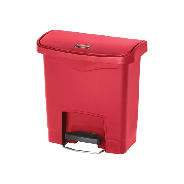 Rubbermaid Commercial Products-18 83563 Poubelle en Plastique Profilée Mince à Pédale, 4 Gallons, Rouge