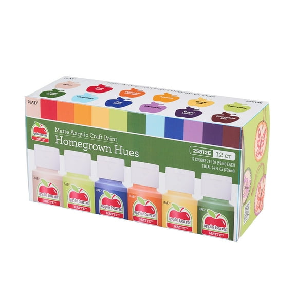 Apple Barrel Homegrown Hues 2 fl oz Acrylic Craft Paint Kit, Matte Finish, 12 pc