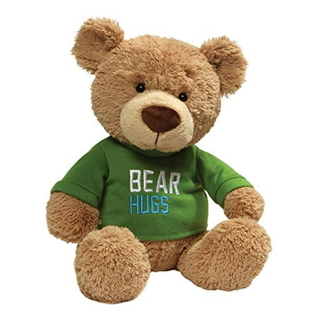 GUND Bear Hugs Green T-Shirt Teddy Bear Stuffed Animal Plush, Tan, 12.5"