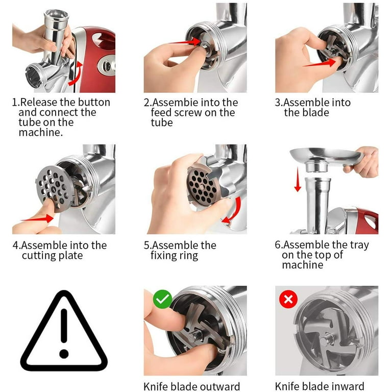 Electric Meat Grinder, Meat Mincer with 3 Grinding Plates and Sausage  Stuffing Tubes for Home Use