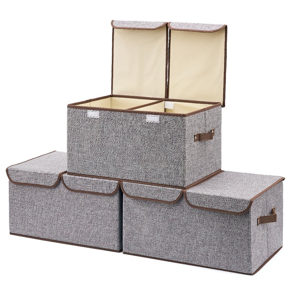 Large Storage Boxes [3Pack] Large Linen Fabric Foldable Storage Cubes