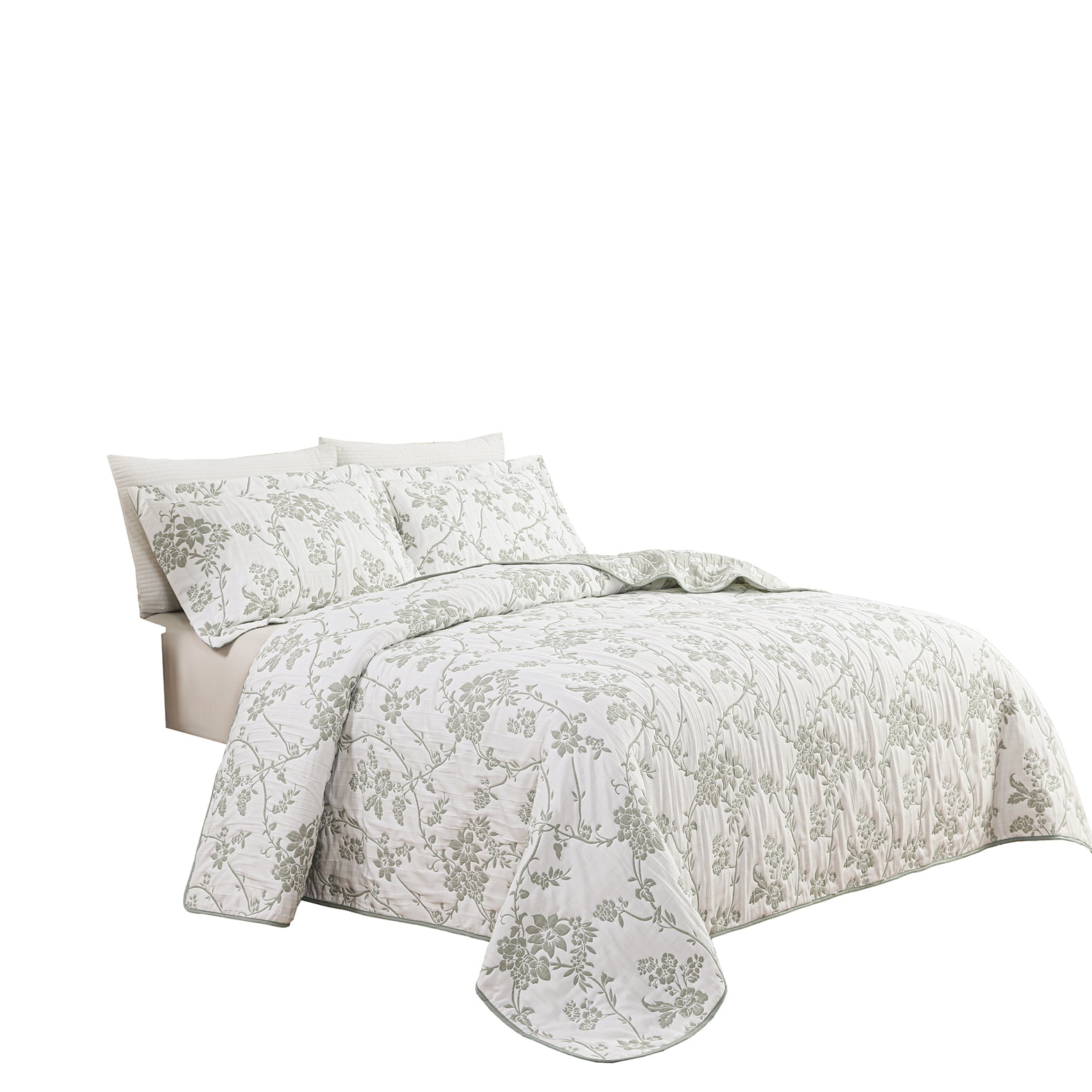 Couvre-lit brodé en jacquard Marina Decoration, parure de lit ultra douce, réversible, avec taies d'oreiller matelassées