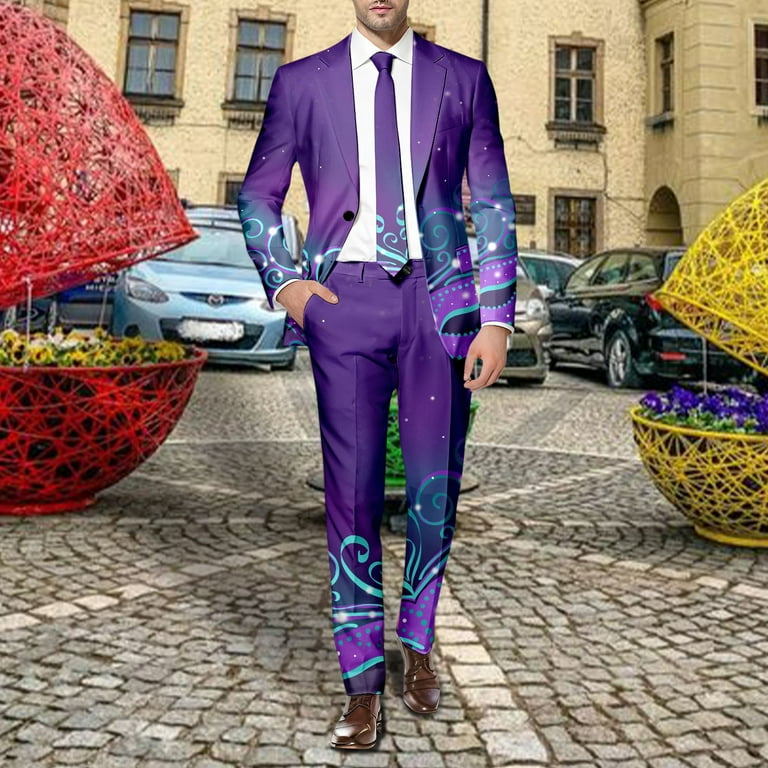 8QIDA Men's Suits Slim Fit Plaid Mens Purple and Gold Carnival Suit All Print and Pants Two Piece Set Purple Xxxl 8QIDA Men's Suits Slim Fit Plaid Mens Purple and Gold Carnival Suit All Print and Pants Two Piece Set Purple Xxxl