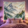 thumbnail image 2 of Misty Mountain Forest With Golden Light, Serene Watercolor Style for Nature Lovers, Mountain Wall Art, Housewarming Gift, Tapestry Wall Hanging for Bedroom and Living Room, 2 of 7