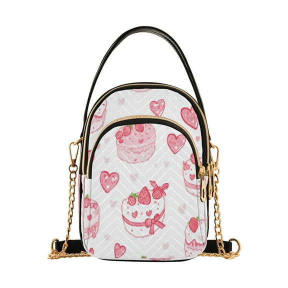 Women's Crossbody Handbags Shoulder Handbag Multi Pocket Crossbody Bag Cute Pink Cake Pattern