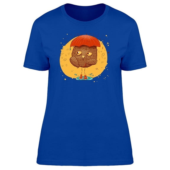 Cartoon Owl With Umbrella Tee Women's -Image by Shutterstock