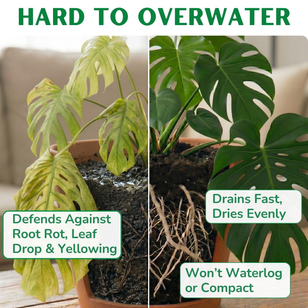 Premium Monstera Potting Soil  Quick Draining, Nutrient Rich Living Aroid Soil for Fast Growth & Healthy Root Aeration  Organic Aged Bark, Coco Coir, Perlite, Worm Castings Large Bag