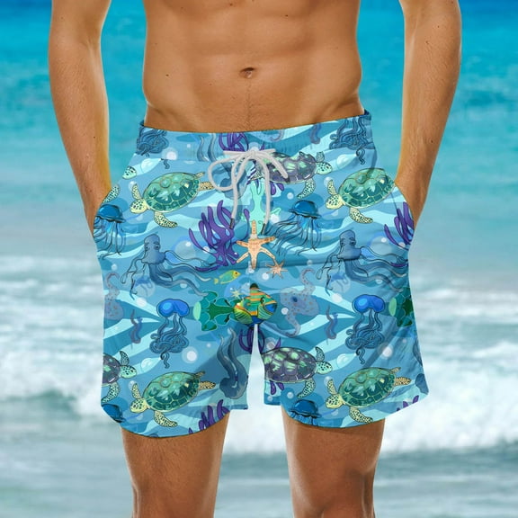 guisaled Mens Big And Tall Swim Trunks Mens Board Shorts Quick Dry Elastic Waisted Swimming Trunks Hawaiian Graphic 5 Inch Vacation Holiday Beach Shorts