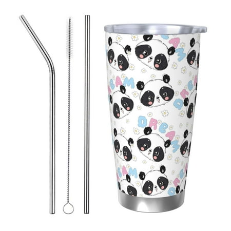 

Matuu Panda Bear1 for 20oz Durable Thermal Cups Keep Drinks Cold and Hot Insulated Car Mug with Lid-Straw Three-piece Set