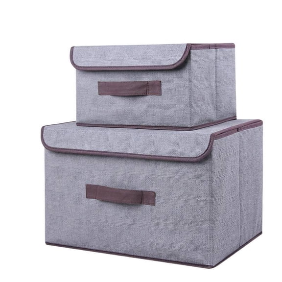 Linen Fabric Storage Bins with Lid – Foldable Non-Woven Storage Boxes with Handles, Dustproof Closet Organizer for Clothes, Blankets, Toys & Shelf Storage