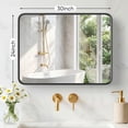 thumbnail image 2 of Gianna Anti-Fog Bathroom Wall Mirror – 24" x 30" Shatterproof Vanity Mirror with Rectangular Metal Frame, Black, 2 of 5