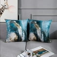 thumbnail image 3 of Throw Pillow Covers Modern Home Art Decor, 18 x 18 Inches Set of 2 Pillow Cases Decorative, Abstract Oil Painting Pillowcases for Bedroom, Living Room, Cushion Couch Sofa, Teal Black, 3 of 6