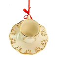 thumbnail image 3 of Kurt S. Adler Holiday Formal Tea Cup Ornament - One Ornament 1.75 Inch, Porcelain - Cup Saucer Holly Berries J7789 Small, 3 of 3