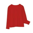 thumbnail image 4 of SGFCWSX Girls Long Sleeve Tops Round Neck Fleece Pullover Kids Fall T-Shirts Red Size 7 Years, 4 of 5