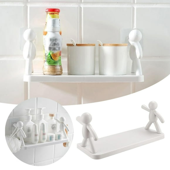White Floating Shelves For Bathroom Organizer Bathroom Shelves Wall Mounted Punching With Cute Doll Small Picture Ledge Shelves Wall Decoration For Bedroom Living Room Can Topper