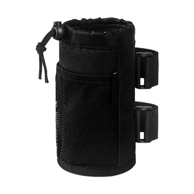1 bolsa negra para botella de agua, portabotellas universal para bicicleta con bolsillo de malla, portavasos de agua con bloqueo ajustable para motocicleta, silla de ruedas, scooter ER